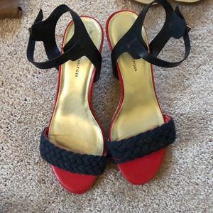 Tommy Hilfiger red and navy wedges - Size 7
